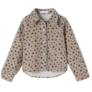 ZARA | Girls Floral Print Long Sleeve Corduroy Button Front Shirt Size 13/14